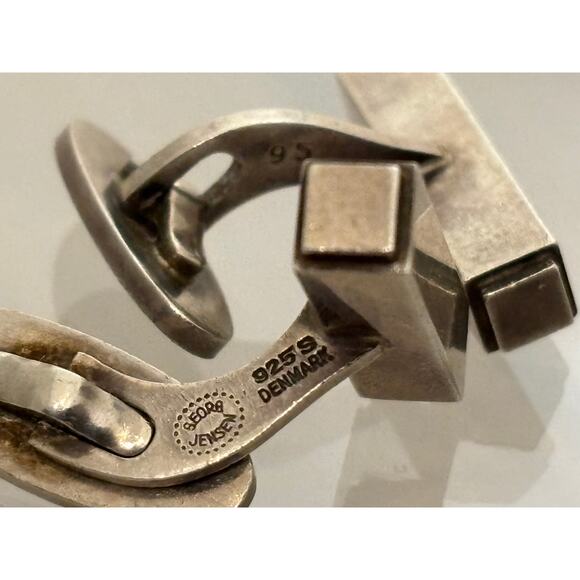 Vintage Georg Jensen Sterling Mid Century Modern Geometric Cufflinks #95 - Picture 2 of 7